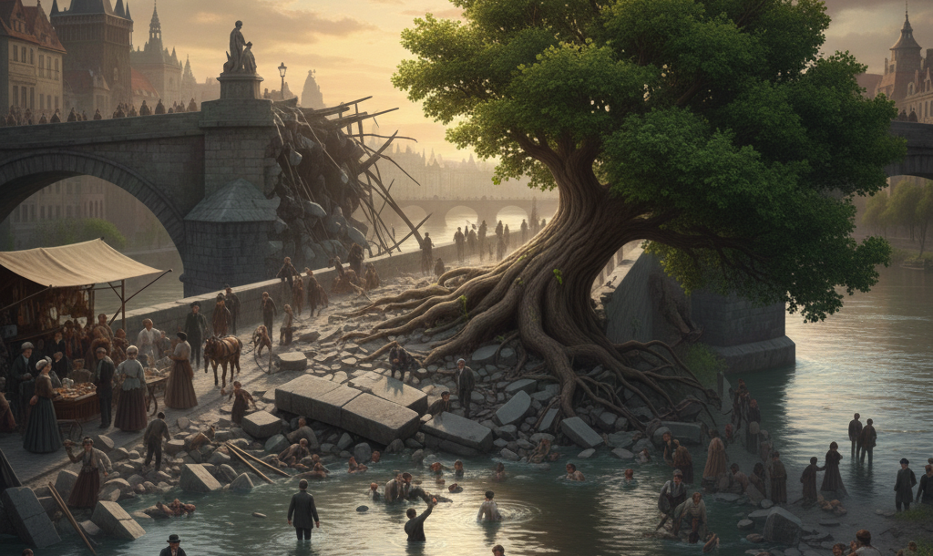 A bridge collapsed, and many people died.